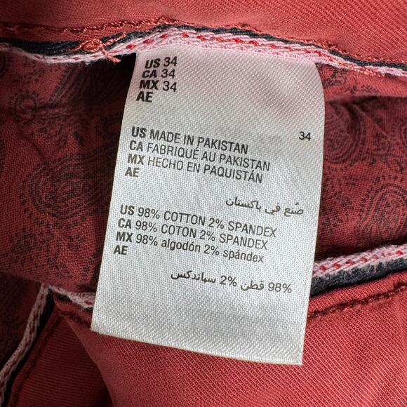 Sun + Stone Men's Dewy Slim-Straight Rust Chino Pants Size 34 x 30 - Picture 3 of 11